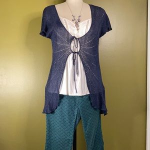 🟣3/$50! Kenar Linen Blend Short Sleeve Sweater